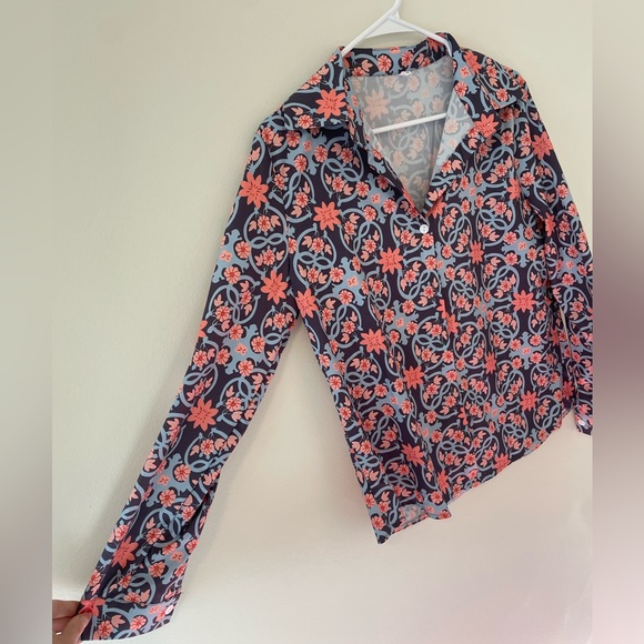 Blue Floral Button Down - Picture 3 of 6